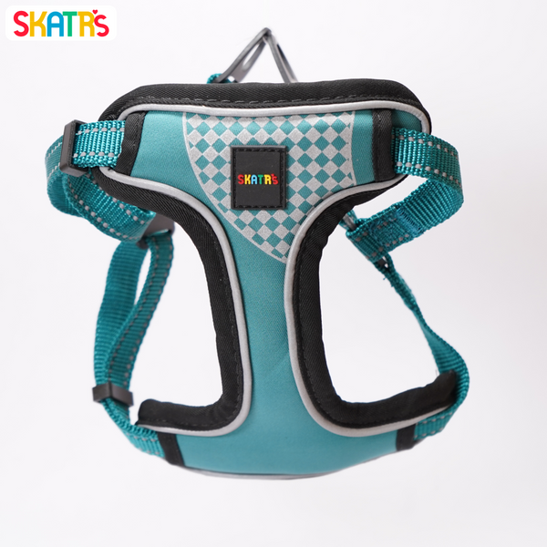 Skatrs Adventure in Style & Comfort Ocean Wave Padded Harness for Dogs (Blue)
