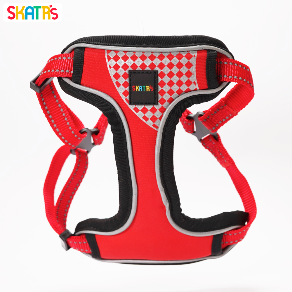 Skatrs Adventure in Style & Comfort Fiery Padded Harness for Dogs (Red) Dogs-Collar, Leashes, harnesses Skatrs