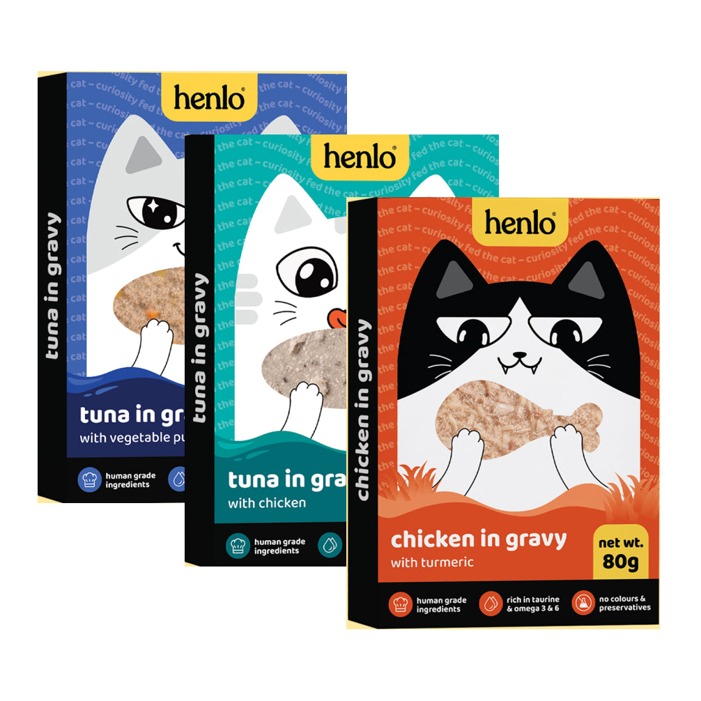 Henlo Trial Pack Chicken & Tuna No Preservative Adult Cat Wet Food Cats-Wet Food Henlo 3x80g(1x3)