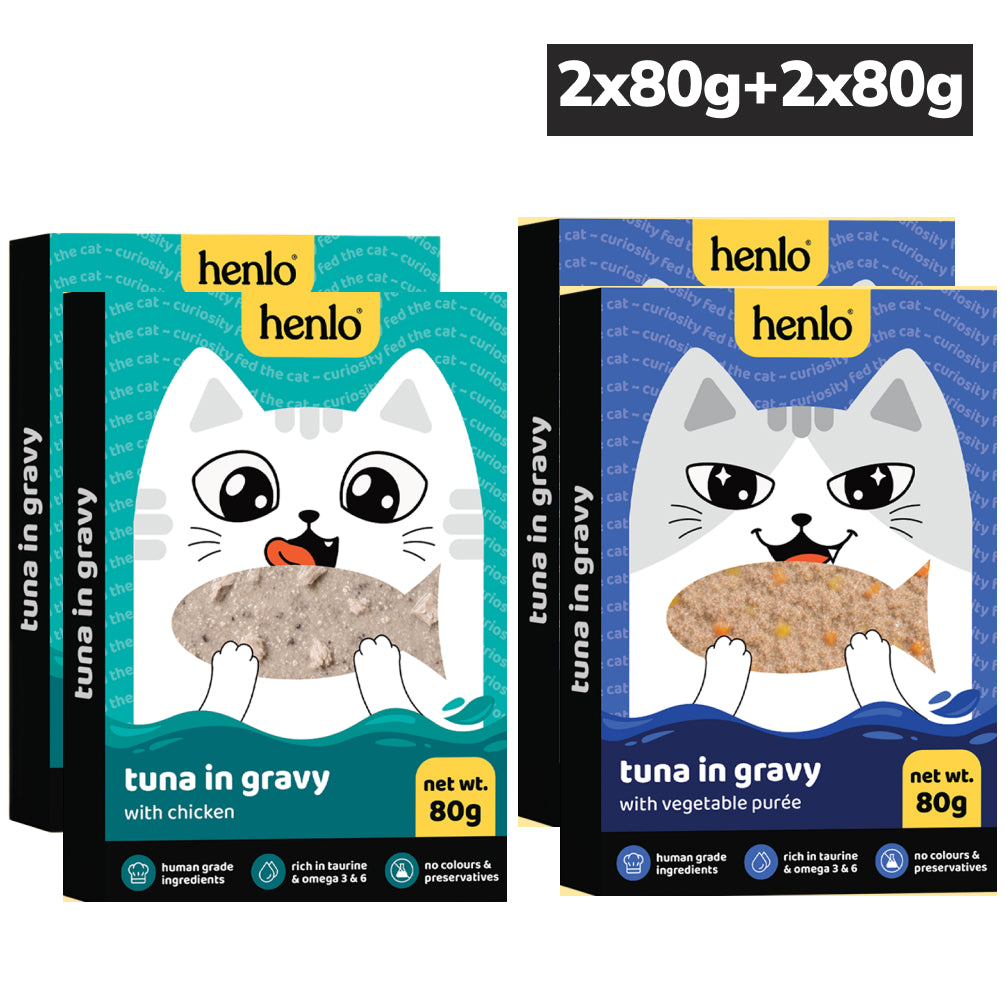 Henlo Tuna with Chicken and Tuna with Vegetable Puree Adult Cat Wet Food Cats-Wet Food Henlo