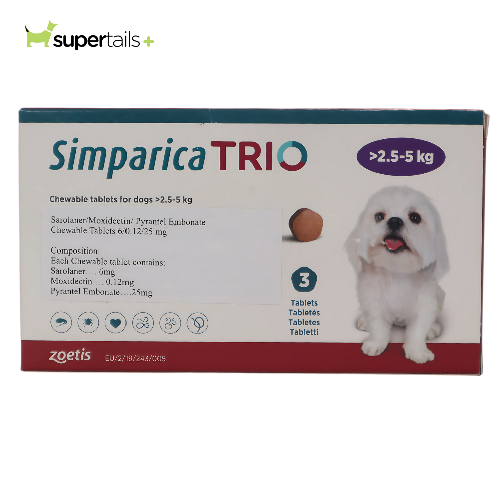 Zoetis Simparica Trio Tick and Flea Control Tablet for Dogs (1 tablet)