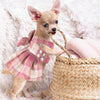 KUTKUT Plaid Dress with Bow Tie Harness Leash Set for Small Dogs & Cats (Pink) Dogs-Clothing & Accessories KUTKUT Dropship