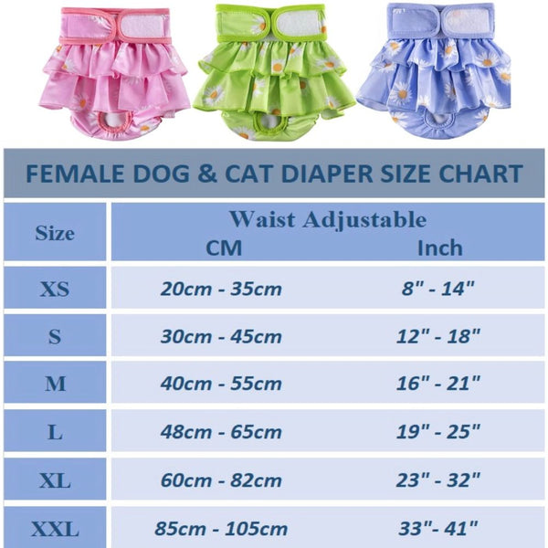 KUTKUT Leak Proof Nappie Dress with Super Absorbency for Dogs (Blue)
