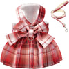 KUTKUT Plaid Dress with Bow Tie Harness Leash Set for Small Dogs & Cats (Red) Dogs-Clothing & Accessories KUTKUT Dropship L