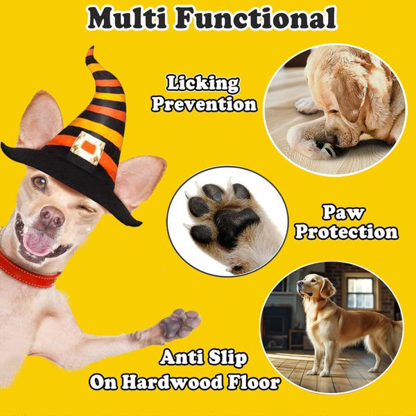 KUTKUT Anti Slip Paw Protection Socks with Four Sided Grip for Dogs (Brown)