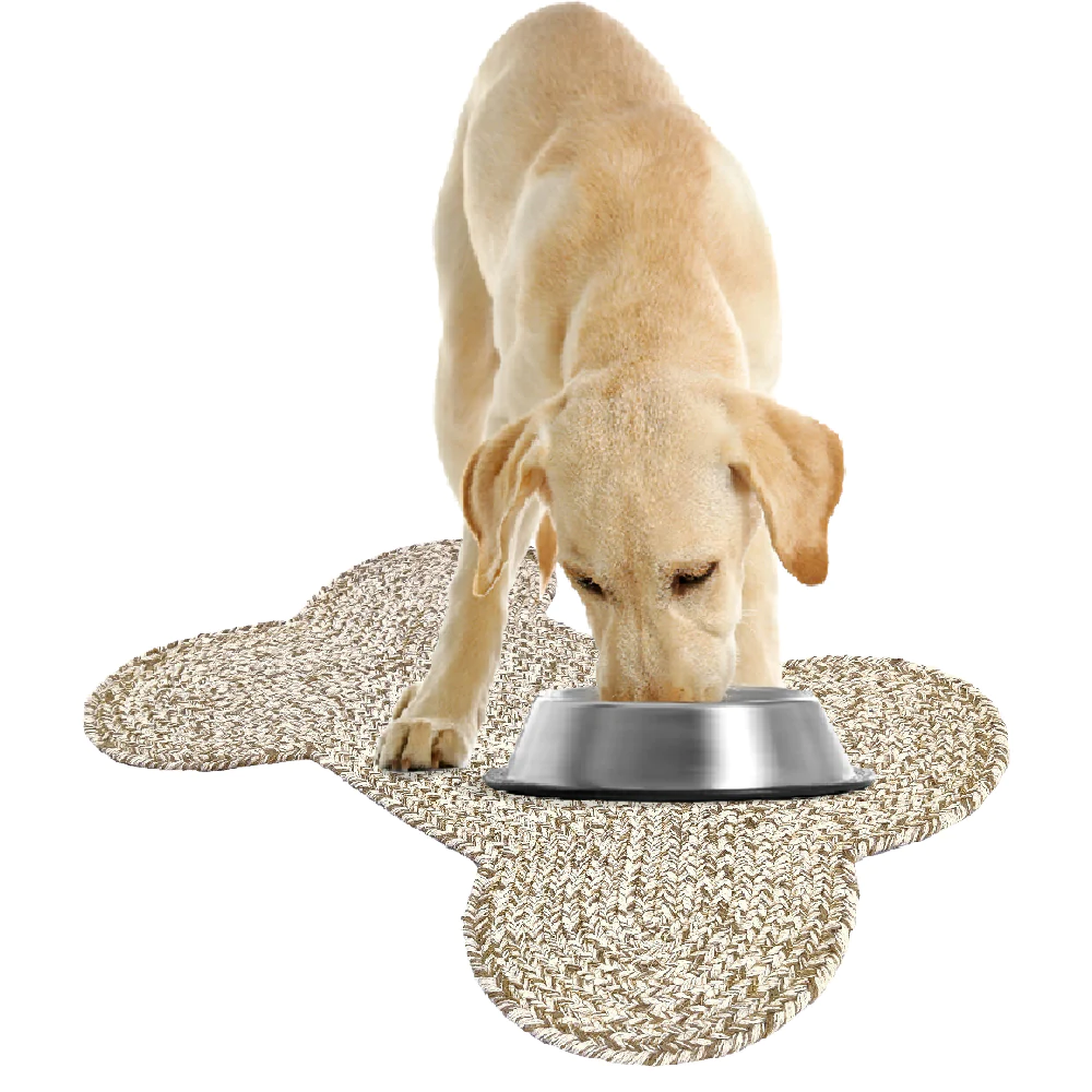 Pawpourri Bone Shaped Jute Mat for Dogs and Cats (Beige)