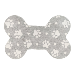 Pawpourri Bone Shaped Paw Printed Mat for Dogs and Cats (Light Grey)