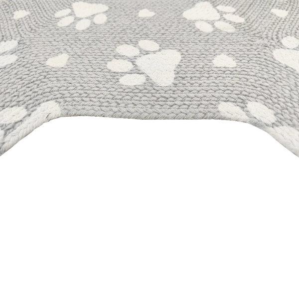 Pawpourri Bone Shaped Paw Printed Mat for Dogs and Cats (Light Grey)
