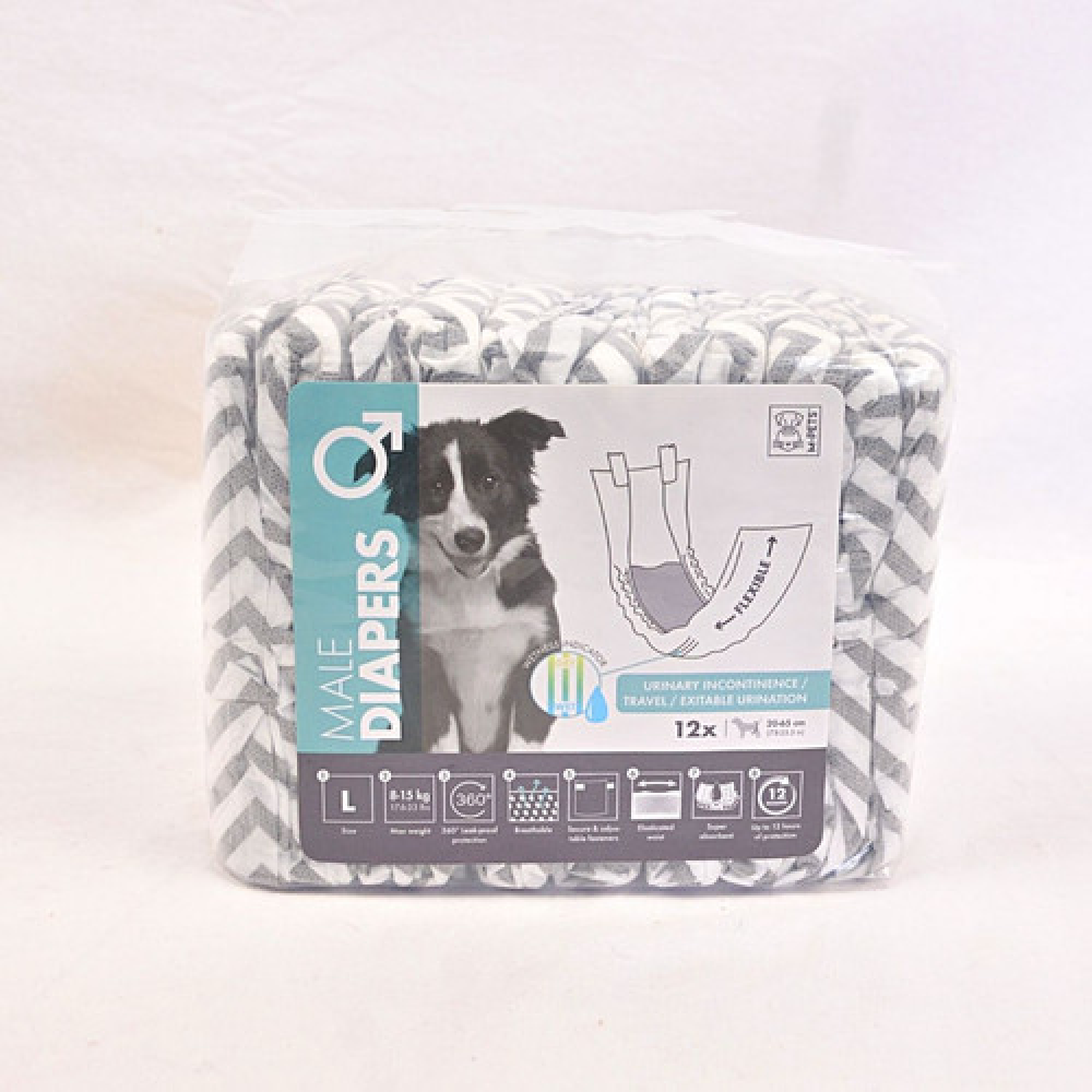 M Pets Diapers for Male Dogs (20x65cm) Dogs-Health & Wellness M Pets L:12pcs
