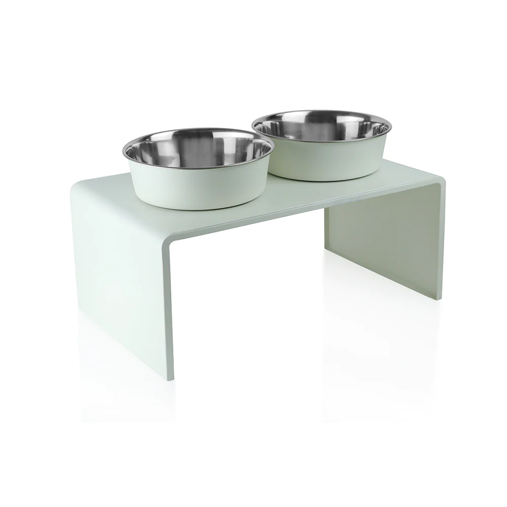 Pawpourri Metal Diner with Magnetic Bowl for Dogs and Cats (Wooden White)