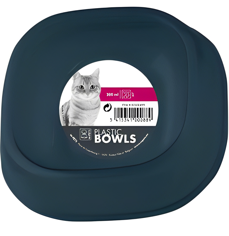 M Pets Plastic Single Bowl for Cats (Blue)