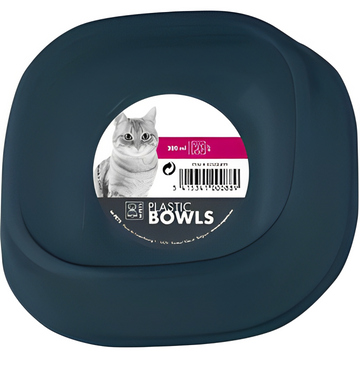 M Pets Plastic Single Bowl for Cats (Blue)