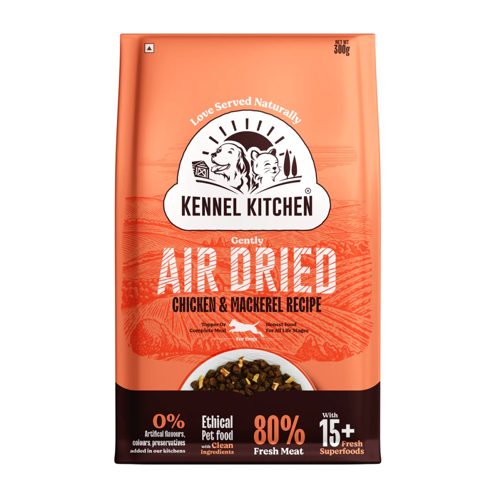 Kennel Kitchen Air Dried Chicken and Mackerel Puppy & Adult Dog Dry Food (All Life Stage) Dogs- Dry Food Kennel Kitchen 300g