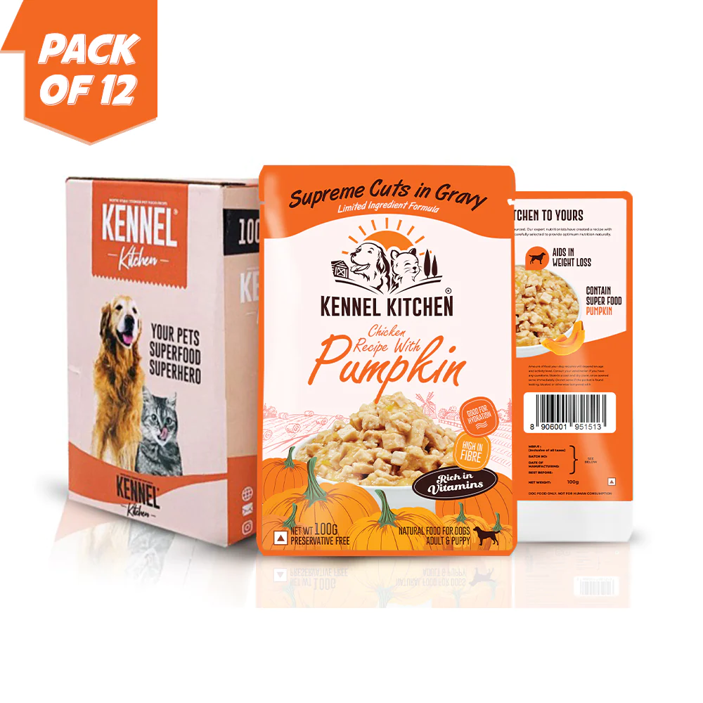 Kennel Kitchen Supreme Cuts in Gravy Chicken Recipe with Pumpkin Puppy & Adult Dog Wet Food (All Life Stage) Dogs-Wet Food Kennel Kitchen