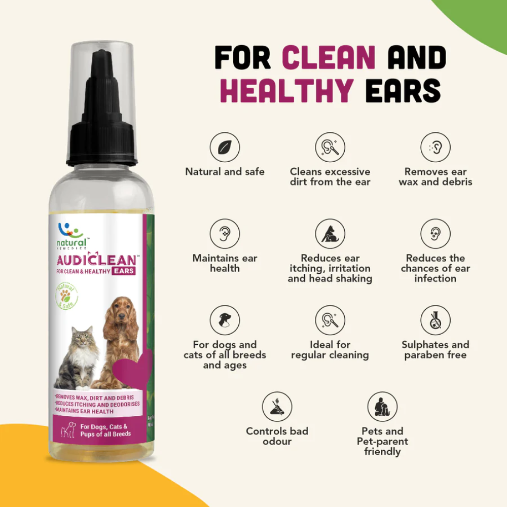 Natural Remedies Audiclean Clean and Healthy Ears for Dogs and Cats