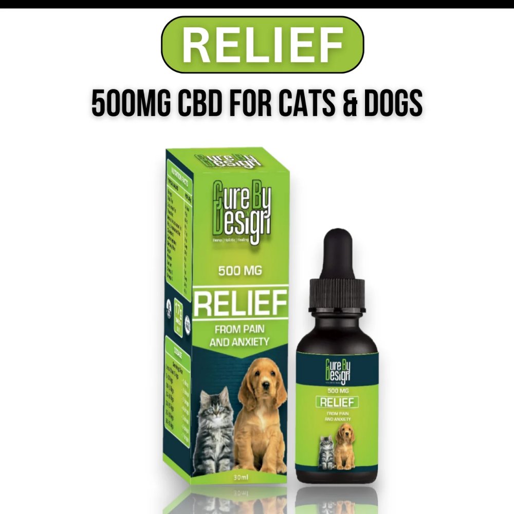 Cure By Design 500mg CBD Relief Oil for Dogs and Cats Both-Health & Wellness Cure by design 30mL