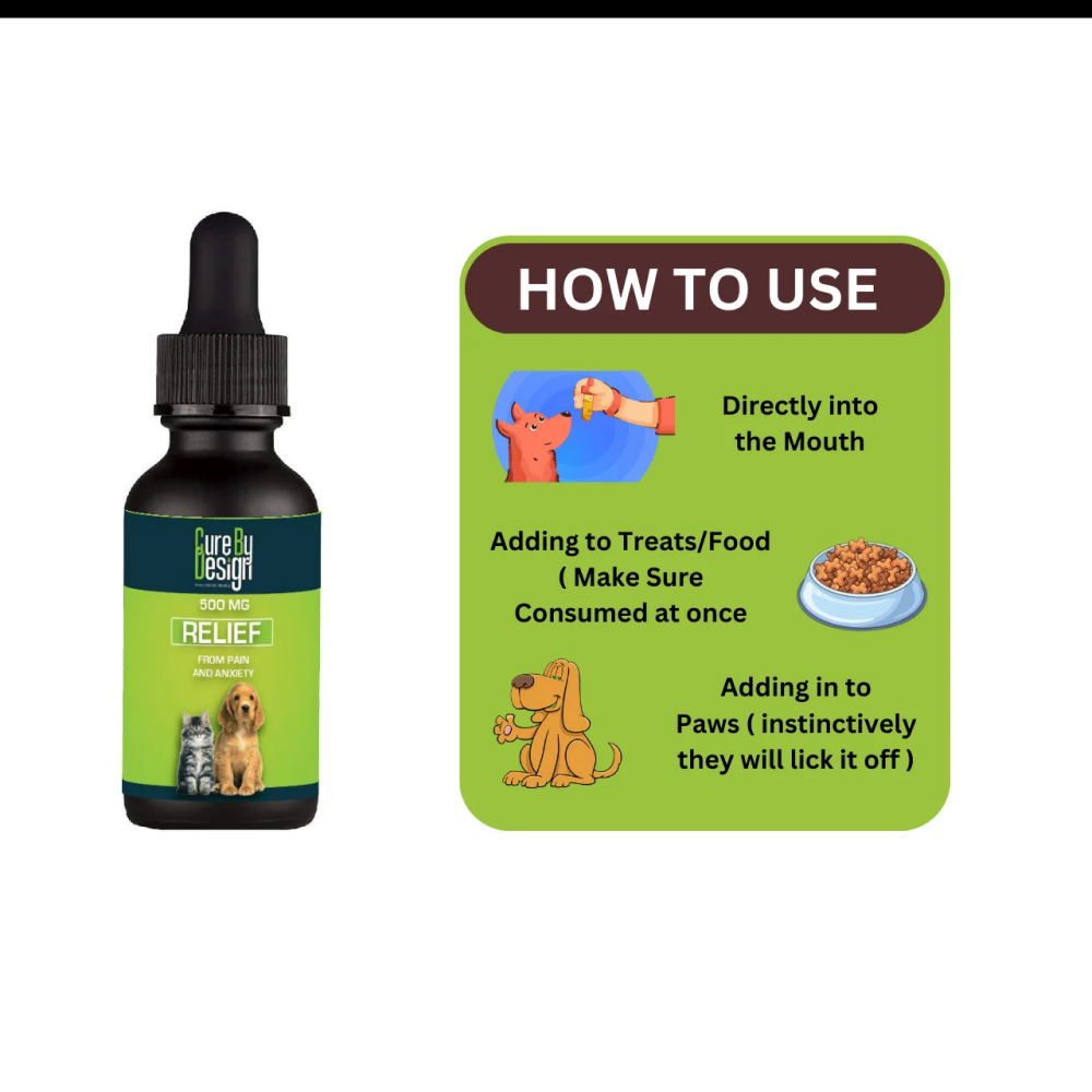 Cure By Design 500mg CBD Relief Oil for Dogs and Cats Both-Health & Wellness Cure by design