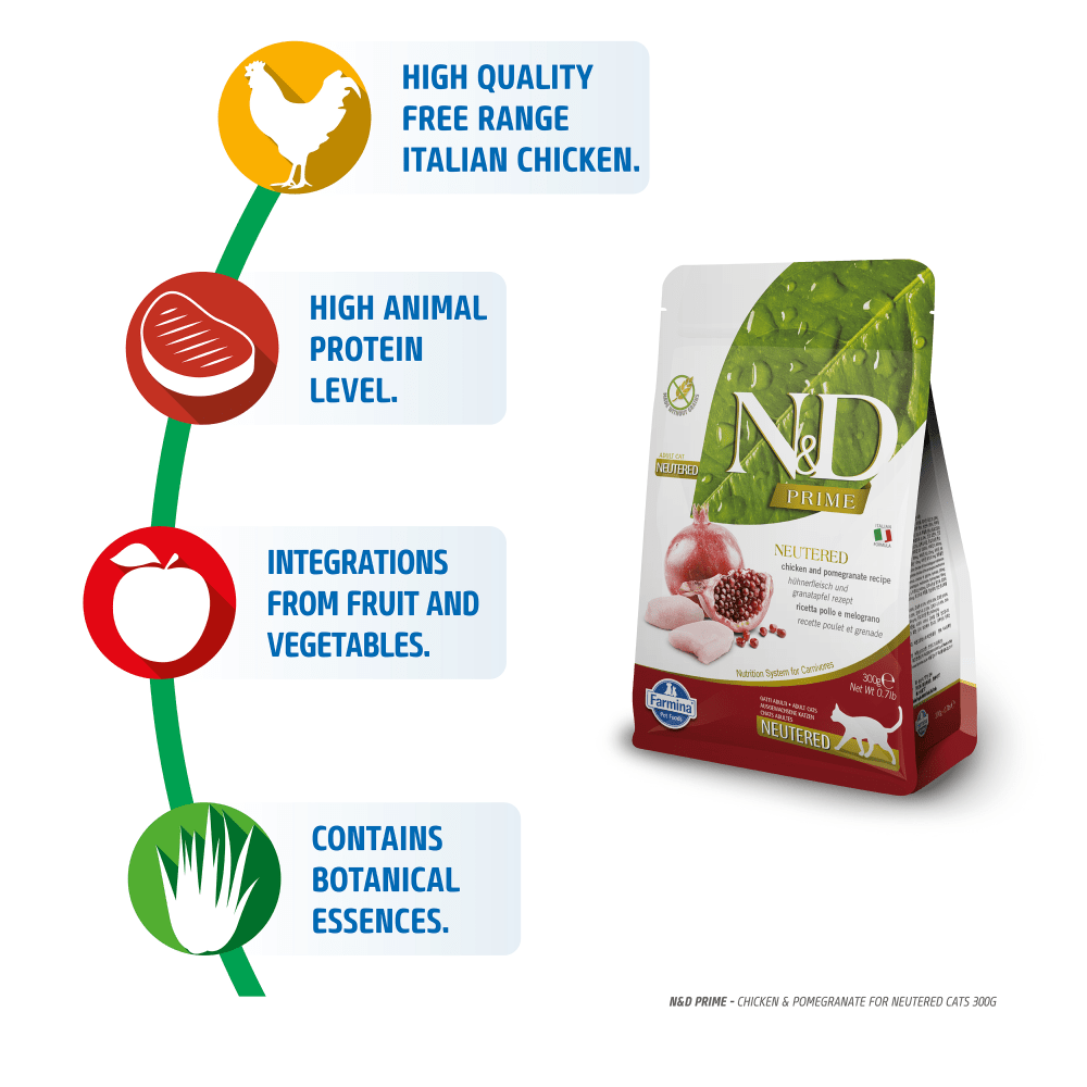 Farmina N&D Prime Chicken & Pomegranate Adult Neutered Cat Dry Food Cats- Dry food Farmina N&D