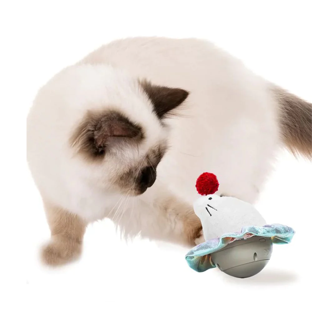 Fofos Whirling Laser Electronic Sea Lion Tumbler Toy for Cats (White/Grey)