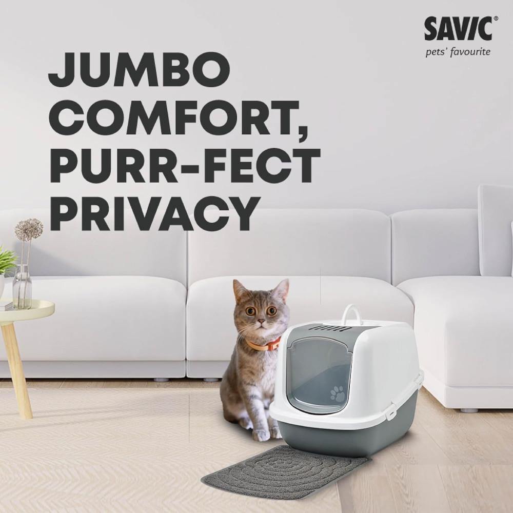 Savic Nestor Jumbo Toilet Home for Cats (Cold Grey)