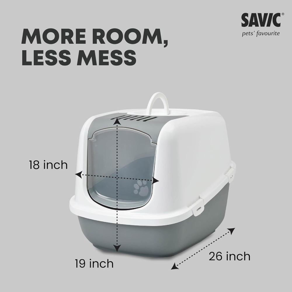 Savic Nestor Jumbo Toilet Home for Cats (Cold Grey) Litter Supplies Savic Dropship