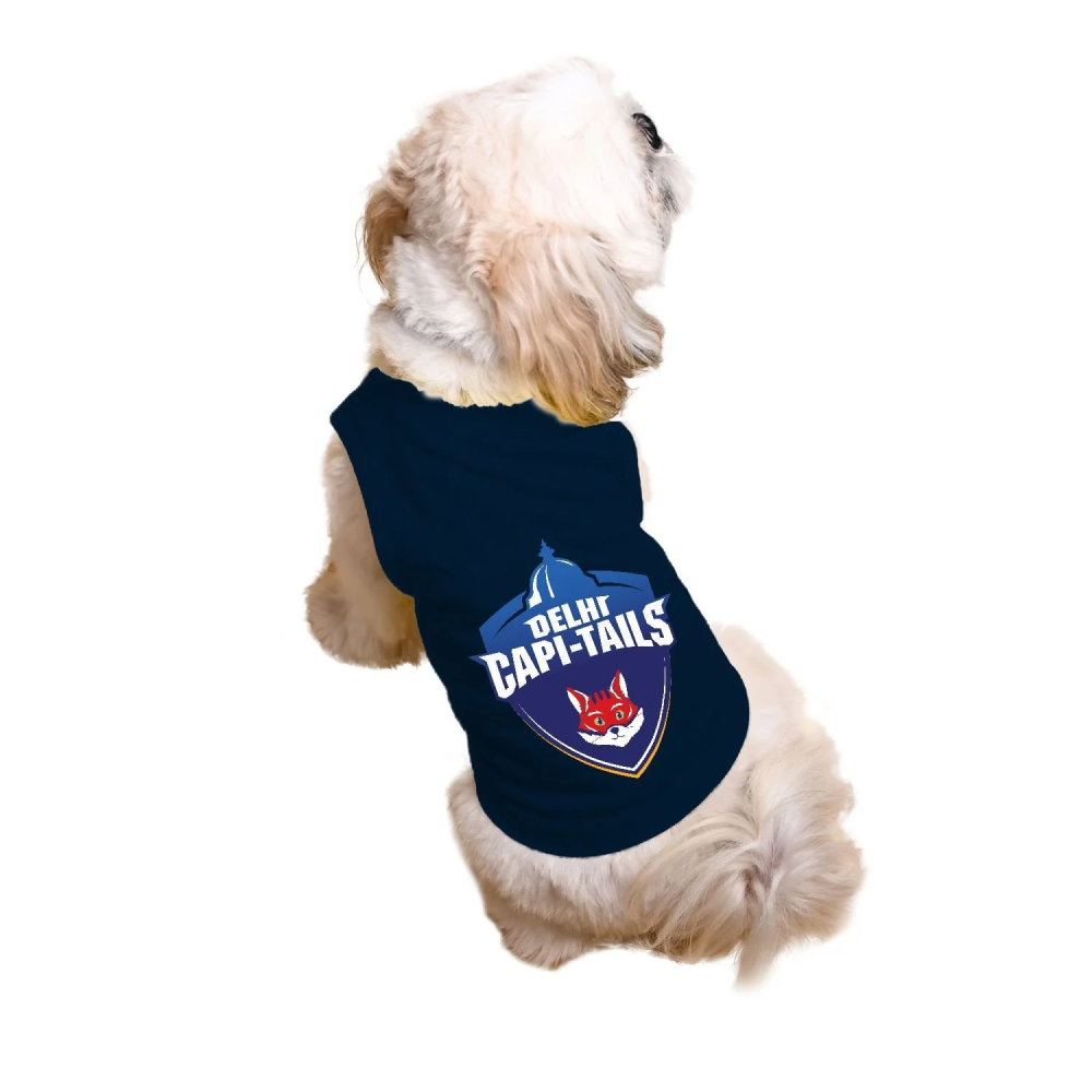 Ruse IPL "Delhi Capi Tails" Printed Tank Jersey for Dogs (Navy Blue)