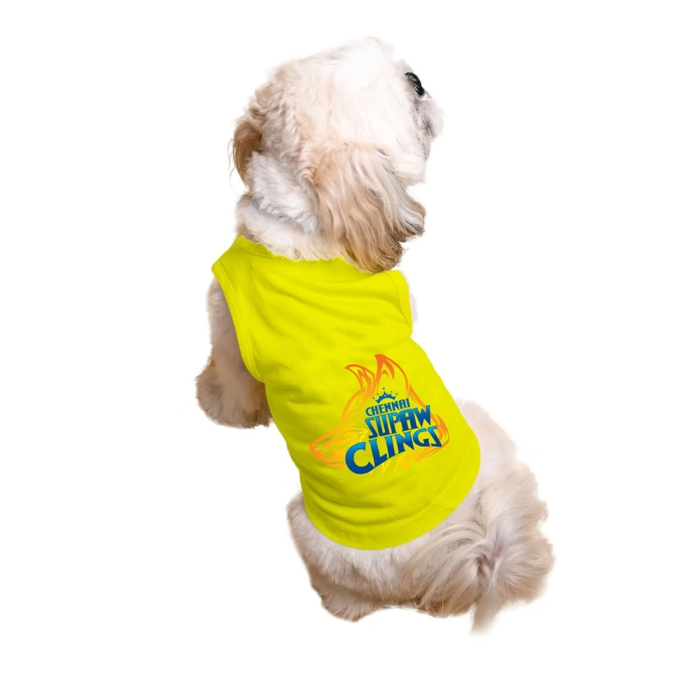 Ruse IPL "Chennai Supaw Clings" Printed Tank Jersey for Dogs (Yellow)