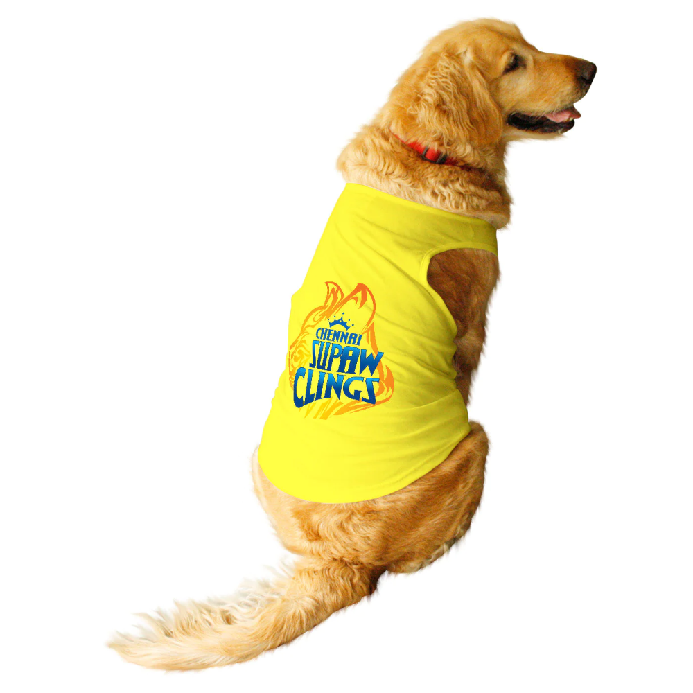 Ruse IPL "Chennai Supaw Clings" Printed Tank Jersey for Dogs (Yellow)