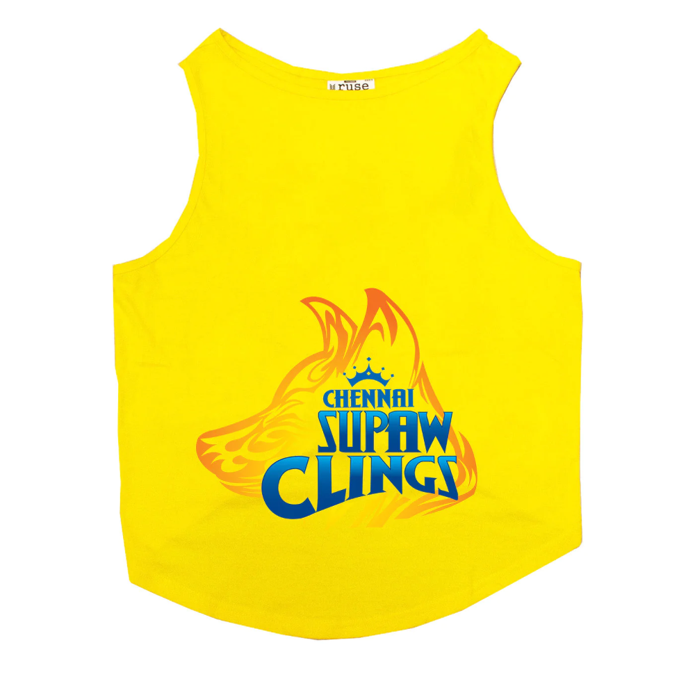 Ruse IPL "Chennai Supaw Clings" Printed Tank Jersey for Dogs (Yellow)