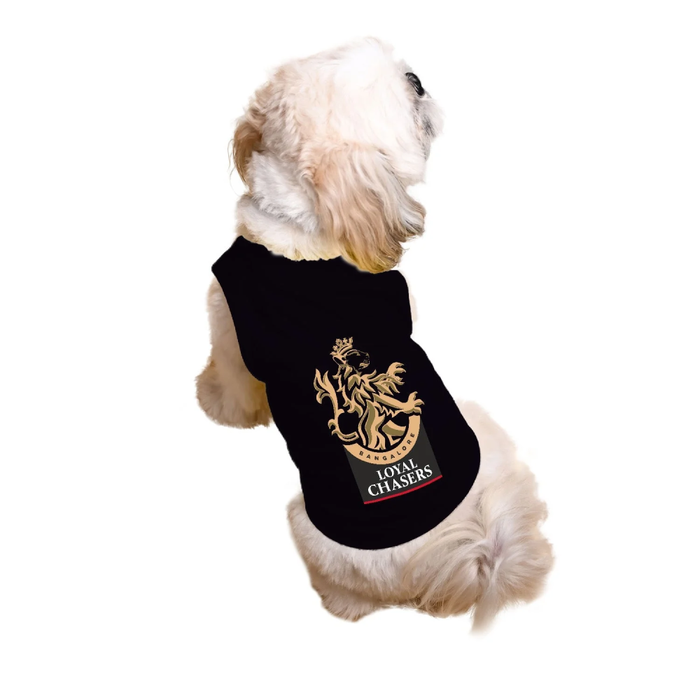 Ruse IPL "Loyal Chasers Bangalore" Printed Tank Jersey for Dogs (Black)