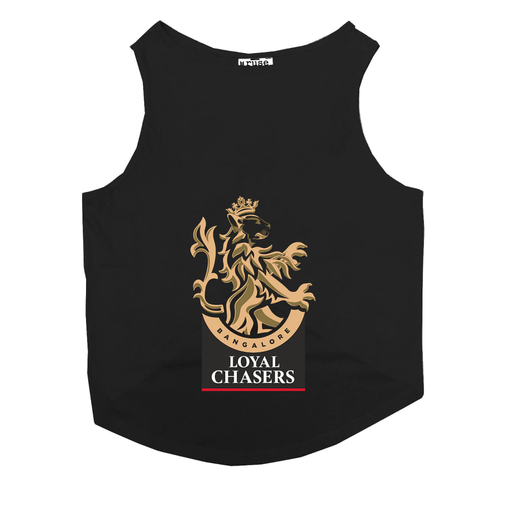 Ruse IPL "Loyal Chasers Bangalore" Printed Tank Jersey for Cats (Black)
