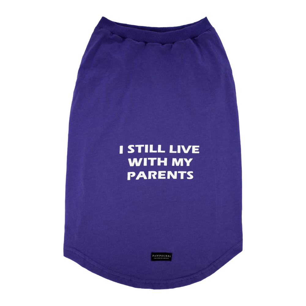 Pawpourri Living with My Parents T Shirt for Dogs (Purple)