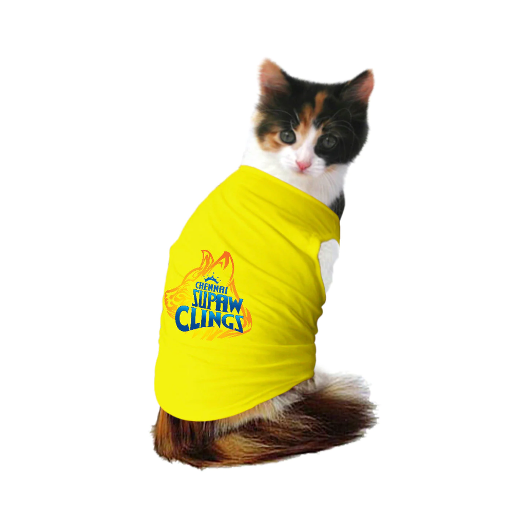 Ruse IPL "Chennai Supaw Clings" Printed Tank Jersey for Cats (Yellow)