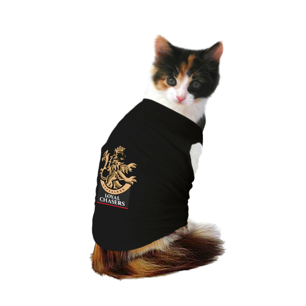 Ruse IPL "Loyal Chasers Bangalore" Printed Tank Jersey for Cats (Black)