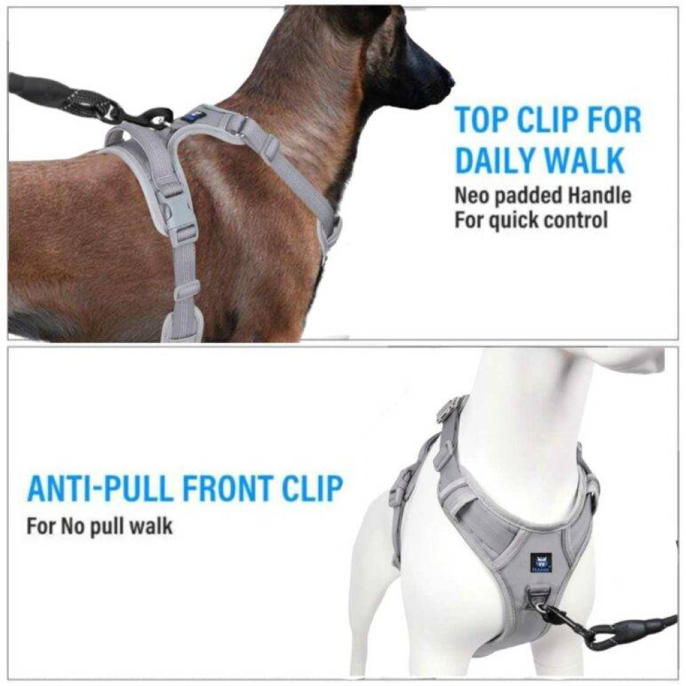 Hank 3M Reflective Harness for Puller Dogs (Grey)
