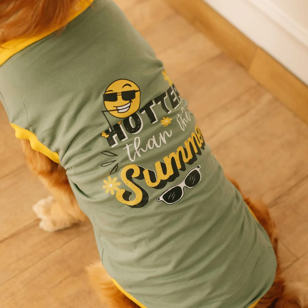 Pet Set Go Hotter Than The Summer Sleeveless T Shirt for Dog (Green)