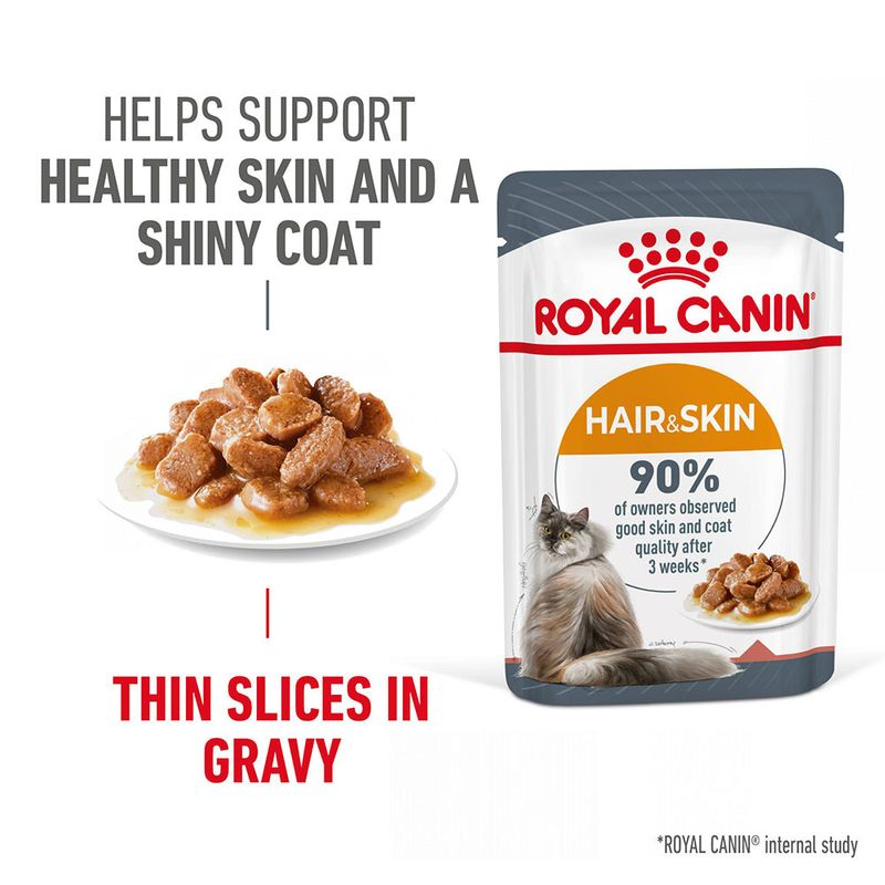 Royal Canin Instinctive Gravy Wet Food and Hair & Skin Care Adult Gravy Cat Wet Food Combo