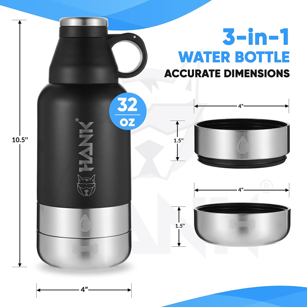 Hank Insulated 32oz Travel Water Bottle for Dogs