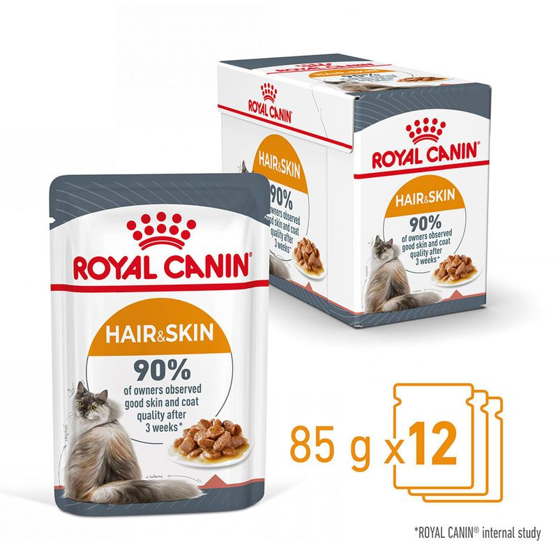 Royal Canin Instinctive Gravy Wet Food and Hair & Skin Care Adult Gravy Cat Wet Food Combo