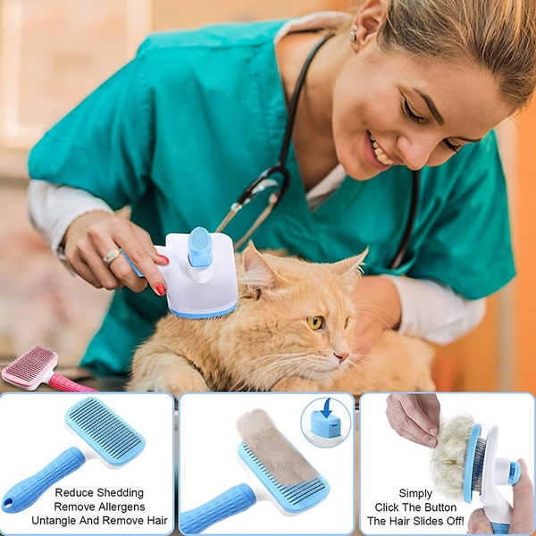 QPets Slicker Brush for Dogs and Cats (Blue)
