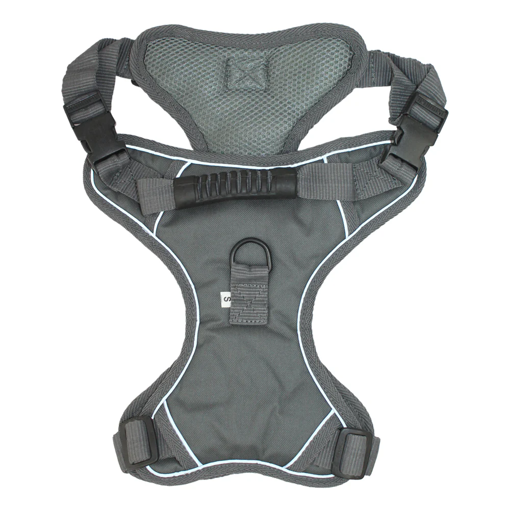 Pawpourri Adjustable Reflective Padded Harness for Dogs (Grey)