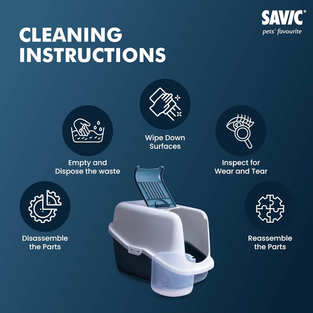 Savic Nestor Jumbo Toilet Home for Cats (Bluestone) Litter Supplies Savic Dropship