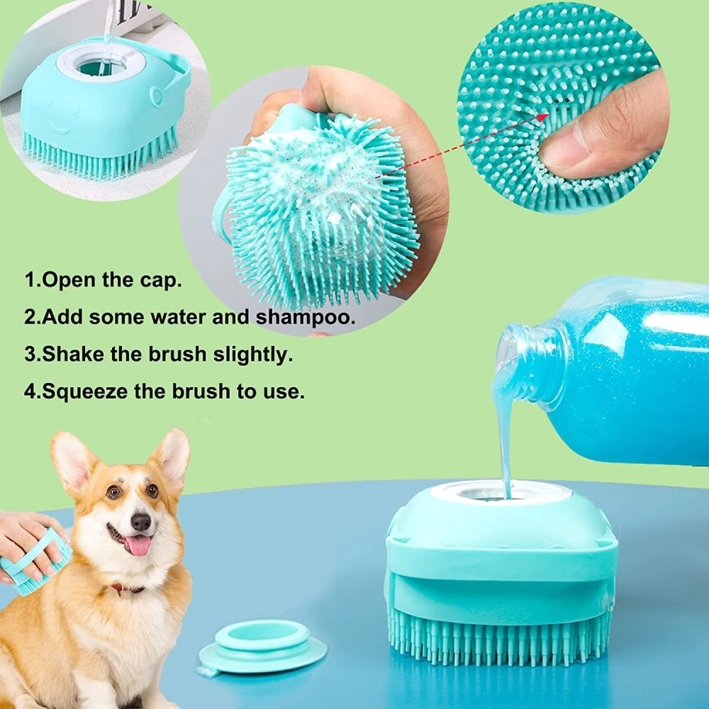 Chullbull Soft Silicon Bath Brush for Dogs and Cats (Pink)