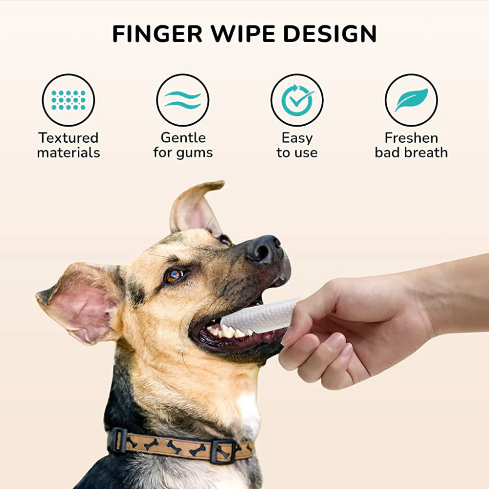 Qpets Finger Dental Wipes for Dogs and Cats