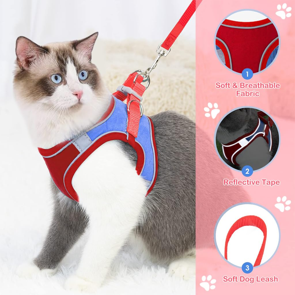 Cat Harness and Leash Set for Walking, Adjustable Kitten Vest Cat Harness and Leash Set for Walking, Adjustable Kitten Vest