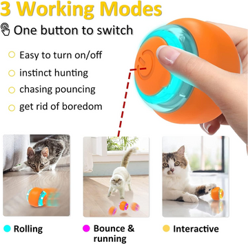 Goofy Tails Smart Interactive Ball Toy for Cats (Orange)