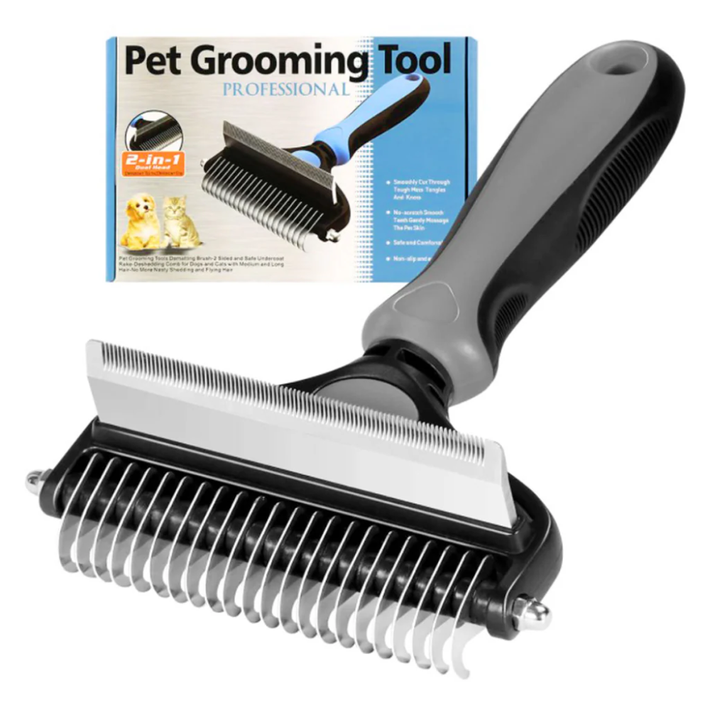 Q Pets 2 in 1 Deshedding and Dematting Tool for Dogs