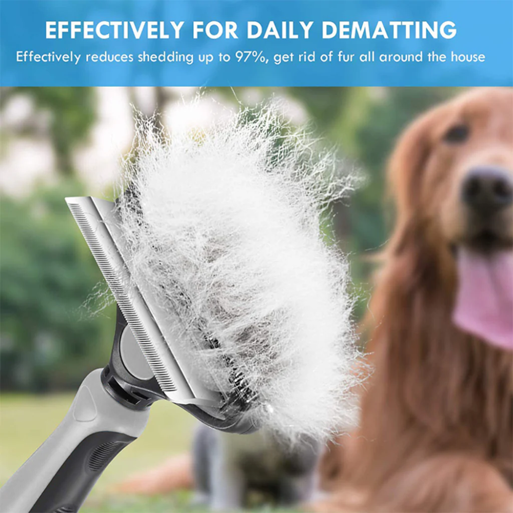 Q Pets 2 in 1 Deshedding and Dematting Tool for Dogs