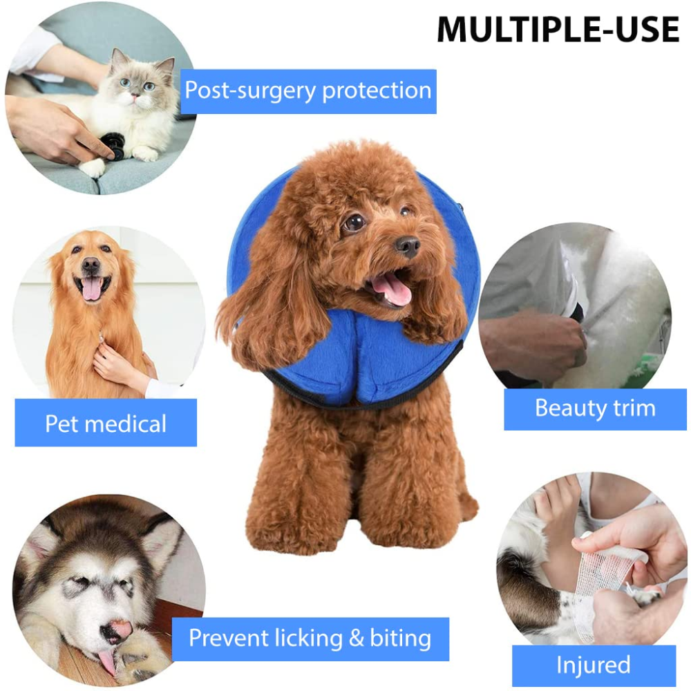 Q Pets Inflatable E Collar for Dogs and Cats (Blue)