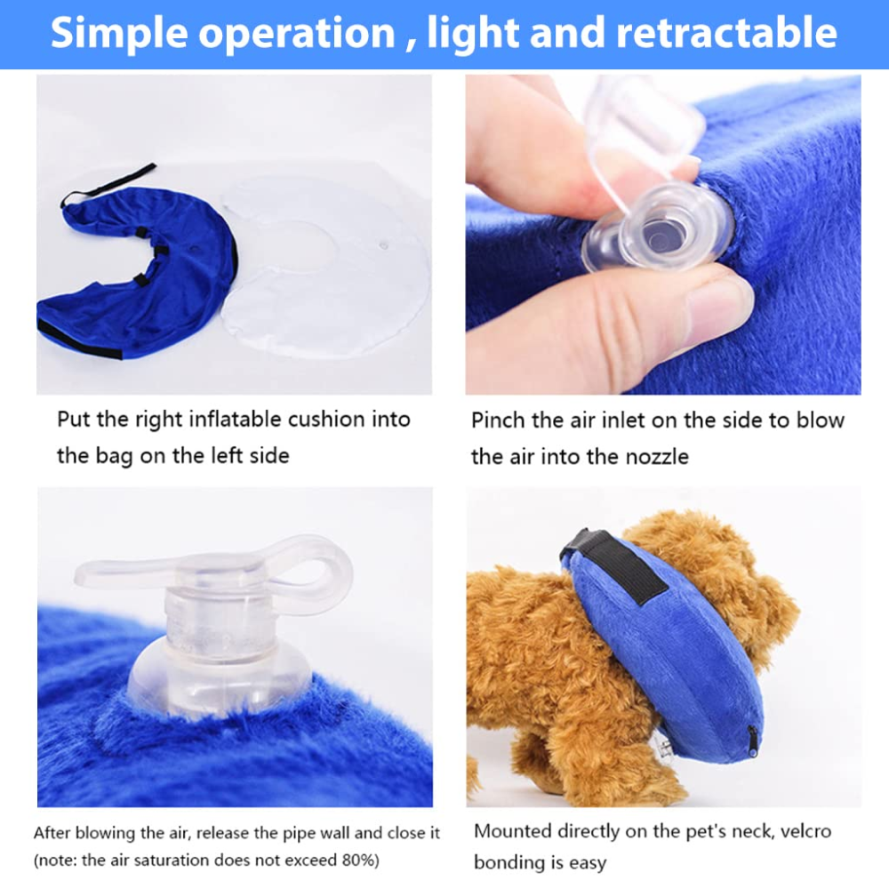 Q Pets Inflatable E Collar for Dogs and Cats (Blue)